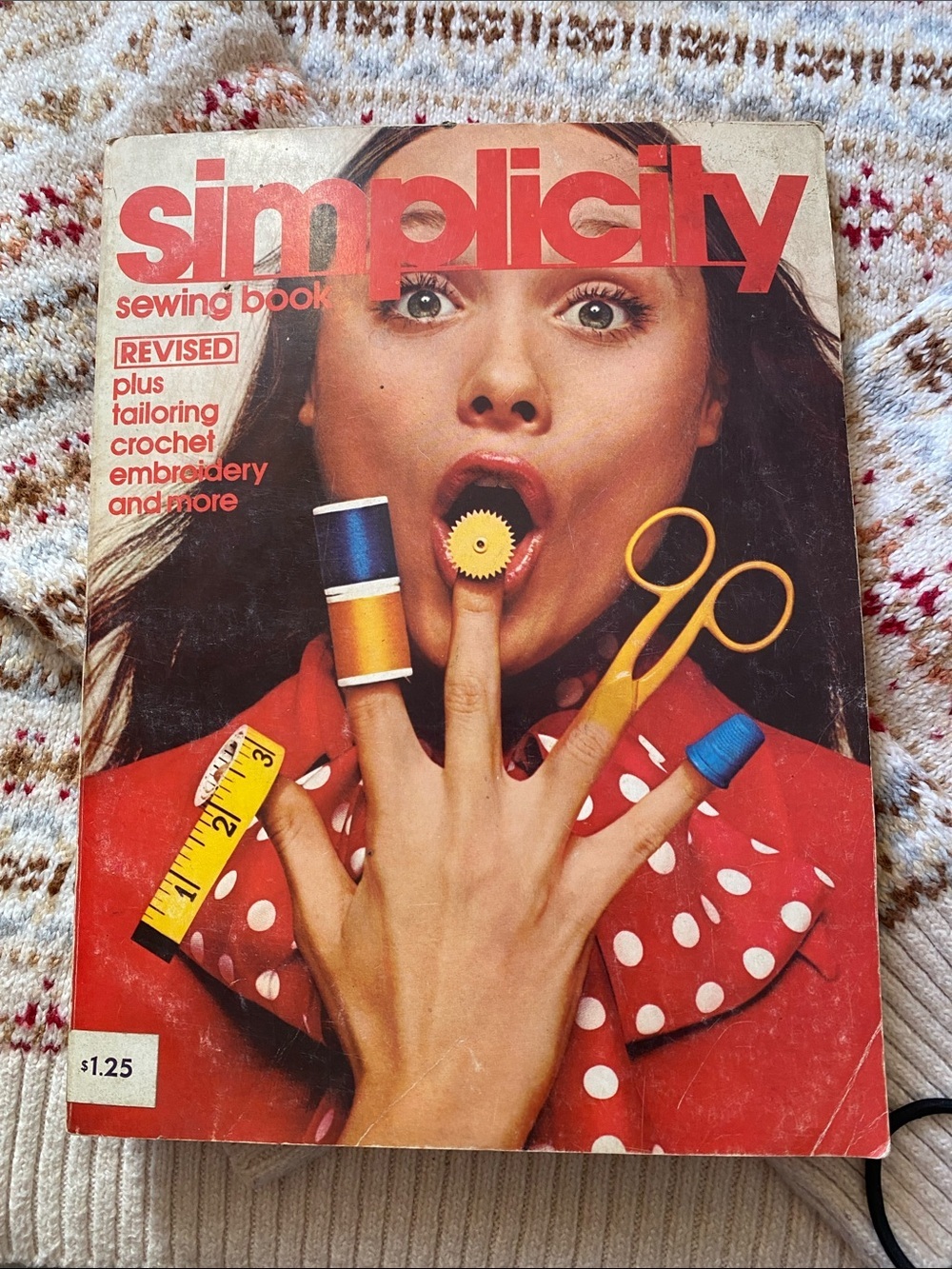 Vintage 70’s Simplicity Sewing Book Cover in Red and Yellow